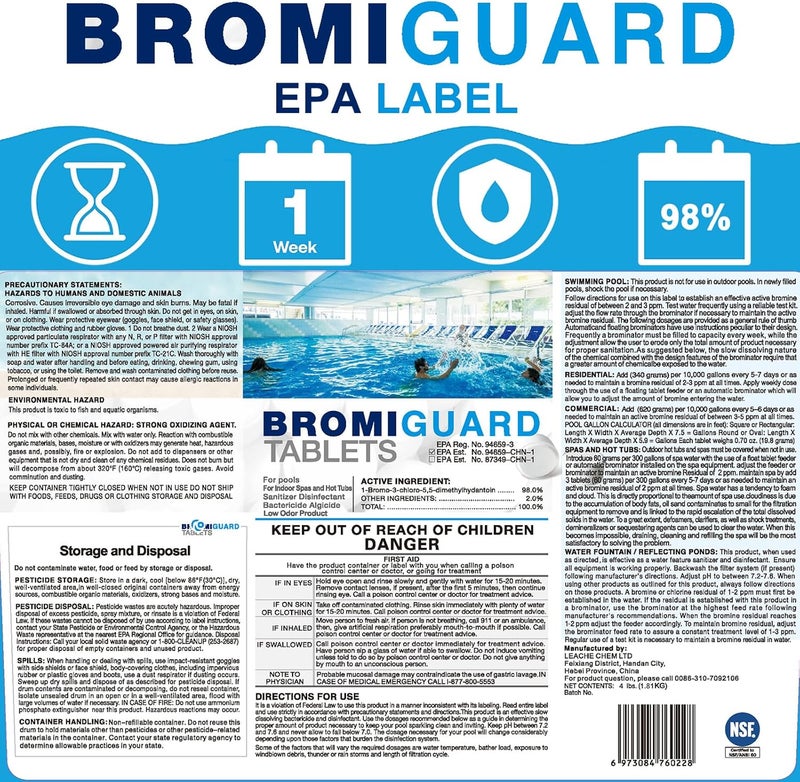 BROMIGUARD أقراص البرومين 1 بوصة 4 أرطال لمنتجعات المياه الساخنة | أقراص برومين 1" لمطهرات المنتجعات وحمامات السباحة - Image 4